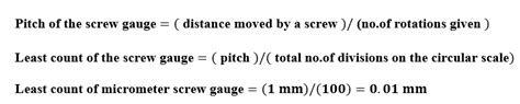 screw gauge formula for diameter